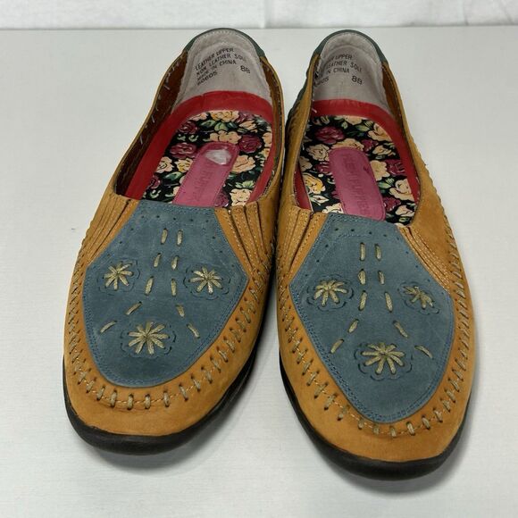 Hush Puppies Comfort Zone Leather Slip-On Loafers Women Shoes 8B Floral - Picture 2 of 8